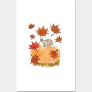 Autumn Leaves Hedgehog Posters and Art